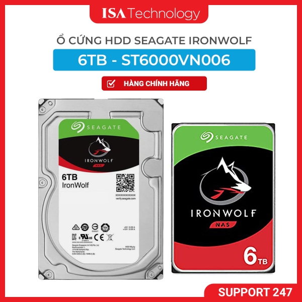 Ổ cứng HDD NAS Seagate IronWolf 6TB ST6000VN006 – 3.5 inch, 7200 RPM, SATA, Chuyên dụng cho NAS