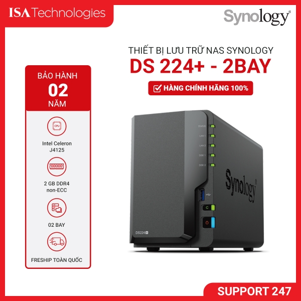 Thiết bị lưu trữ mạng DS224+ 2 Bay