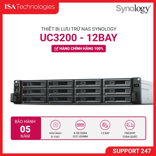 Thiết bị lưu trữ Nas Synology UC3200 12-bay (up to 36-bay)