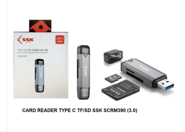 Đầu đọc thẻ nhớ đa năng Micro SD SD Type C và USB 3.0  SSK SCRM390