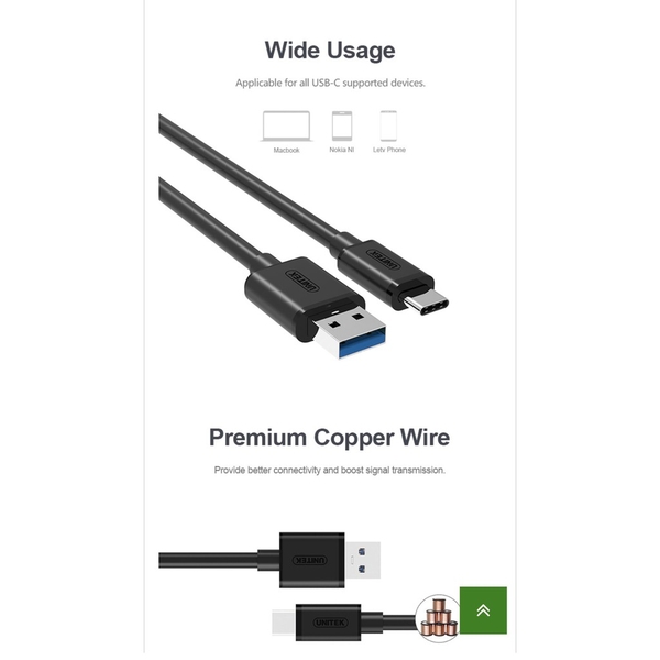 Cáp Type C sang USB 3.0 UNITEK (YC 474BK)