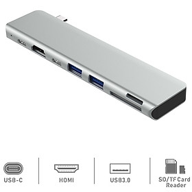 Cổng chuyển USB-C 7in1 HDMI 4K 60Hz/ USB-C Hub/ TF/ SD/ USB 3.0 cho Macbook - 7in1-3 4K 60Hz