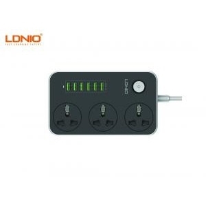 Ổ cắm điện đa năng LDNIO SC3604 3 Chấu 06 cổng USB 2M 2500w màu đen xám chuẩn Châu Âu