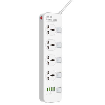 Ổ cắm điện đa năng LDNIO SC4408 4 cổng AC 4 cổng USB 2500W dài 2m màu trắng