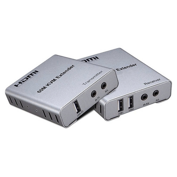 Bộ kéo dài khuếch đại HDMI qua mạng Lan RJ 45 dài 60M -KMV 60M có cổng USB cổng âm thanh 3.5