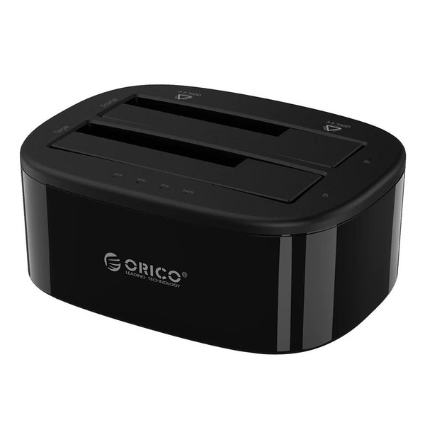 Đế (Dock) ổ cứng 2 bay 3.5/2.5 USB đen USOrico 6228US3-C-BK, Offclone USB 3.0 màu đen