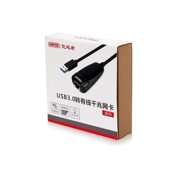 Unitek Cáp chuyển USB 3.0 sang mạng LAN Unitek Y3461 tốc độ 10/100/1000Mps, 1 Gigabyte, màu đen dài 20cm