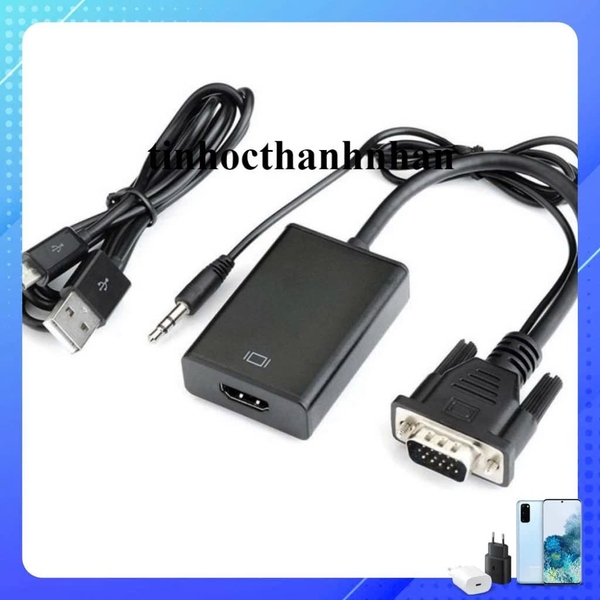 Cáp chuyển Vga sang HDMI gắn từ máy tính đầu ghi cổng Vga sang màn hình cổng HDMI