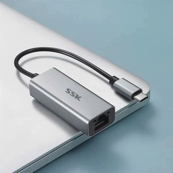 SSK Cáp chuyển USB Type C sang mạng Lan SSK SCR003 tốc độ 1Gb, màu xám, dài 20cm
