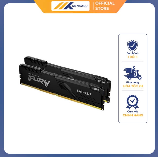 Ram Desktop Kingston Fury Beast (KF432C16BBK2/16) 16GB (2x8GB) DDR4 3200Mhz
