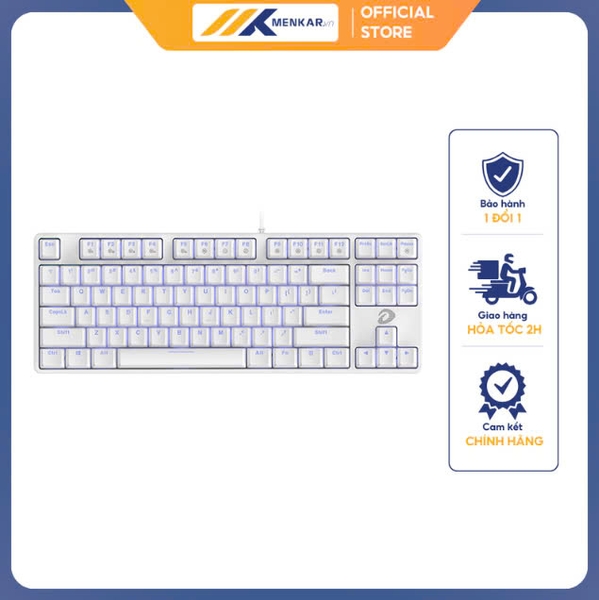 Bàn phím cơ DareU EK87 White, Brown Switch, USB