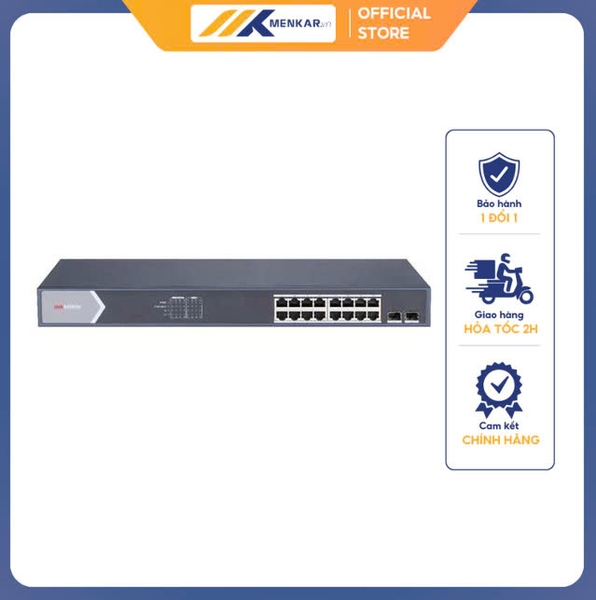 Switch mạng thông minh 16 cổng PoE Gigabit HIKVISION DS-3E1518P-EI/M