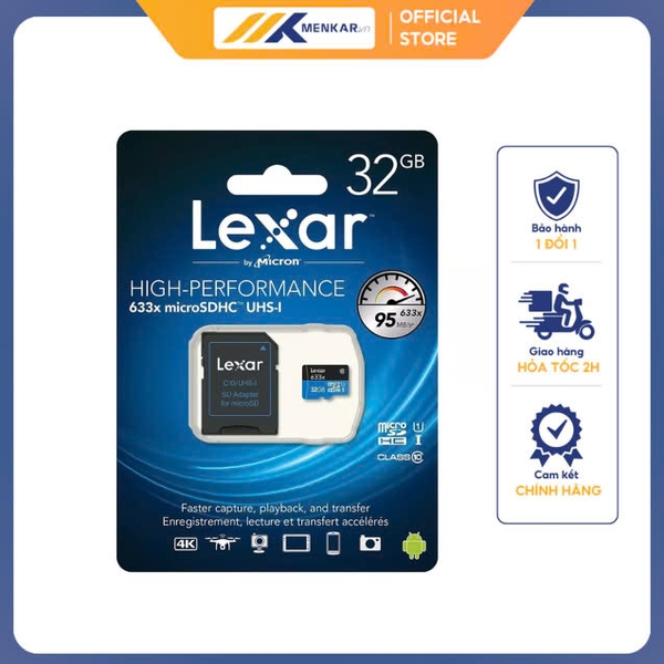 Thẻ nhớ MicroSD Lexar 32GB/ 64GB/128GB class 10 UHS-I - tốc độ100MB/s