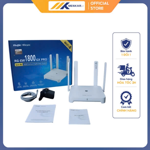 Bộ phát WiFi Ruijie RG-EW1800GX PRO (Wi-Fi 6 AX1800, Dual-band, Gigabit, Mesh)