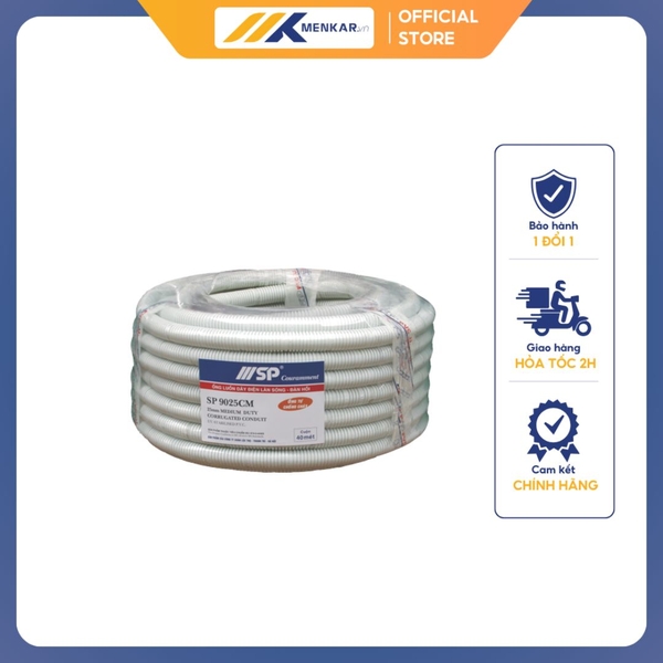 Ống luồn dây điện, loại gen mềm chống cháy D25 - Sino SP9025CM (độ dài 40m/ cuộn)