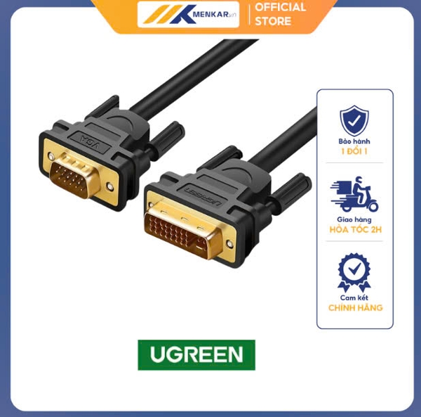 Cáp chuyển đổi DVI(24+5) sang VGA Dương Dài 1.5M Ugreen 11617