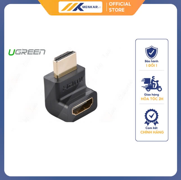Đầu nối dài HDMI 90 độ 2 đầu hướng trên chính hãng Ugreen 20110