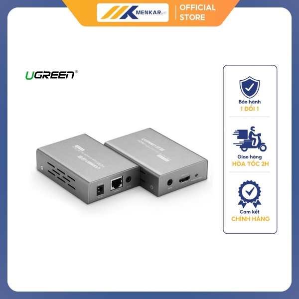 Bộ kéo dài HDMI qua cáp mạng 100m Cat5, 6 có điều khiển IR, màu đen Ugreen (40210)
