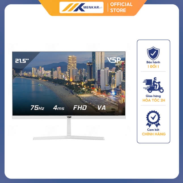 Màn hình VSP V2204H tràn viền - White | 21.5 inch, Full HD, VA, 75Hz, 3ms, phẳng