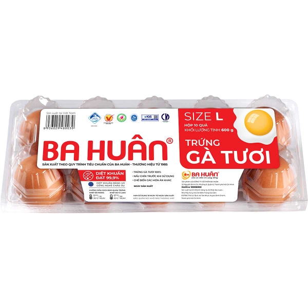 Trứng Gà Ba Huân Size S Hộp 10 Quả