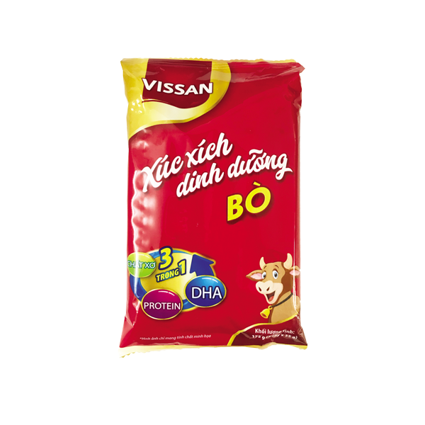 Xúc Xích Dinh Dưỡng Bò DHA Vissan gói 175g (Gói 5 cây x 35g)