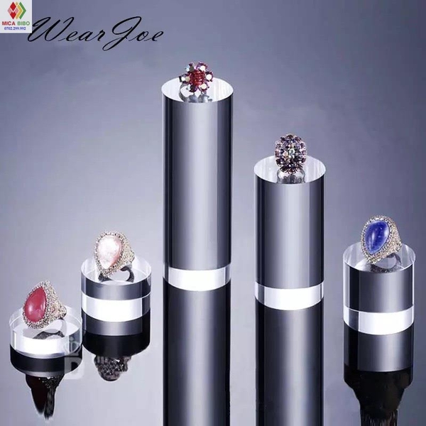 Kệ mica trưng bày sản phẩm hình trụ Dày 2.5cm, nhiều kích thước