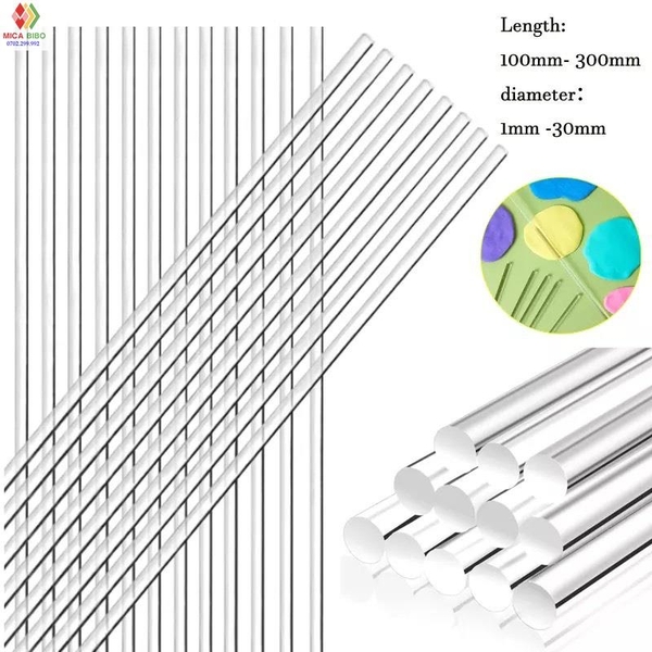 Que mica / trụ mica trong suốt dày 3mm x Dài 10cm dùng cho các bạn chế đồ, trang trí LED, DIY