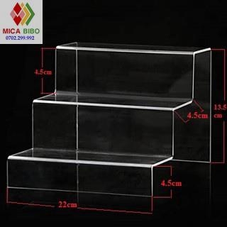 Kệ mica trưng bày sản phẩm dạng bậc thang, dày 3mm 4mm 5mm
