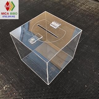 Thùng phiếu, hòm phiếu, hòm bốc thăm, hòm từ thiện mica trong vuông các cỡ