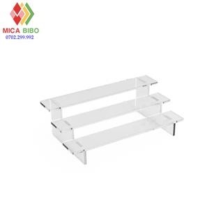 Kệ Mica lắp ghép trưng bày mô hình, quà tặng, nhiều tầng, dày 4mm, dài 20cm, rộng mỗi tầng 5cm, cao mỗi tầng 3cm