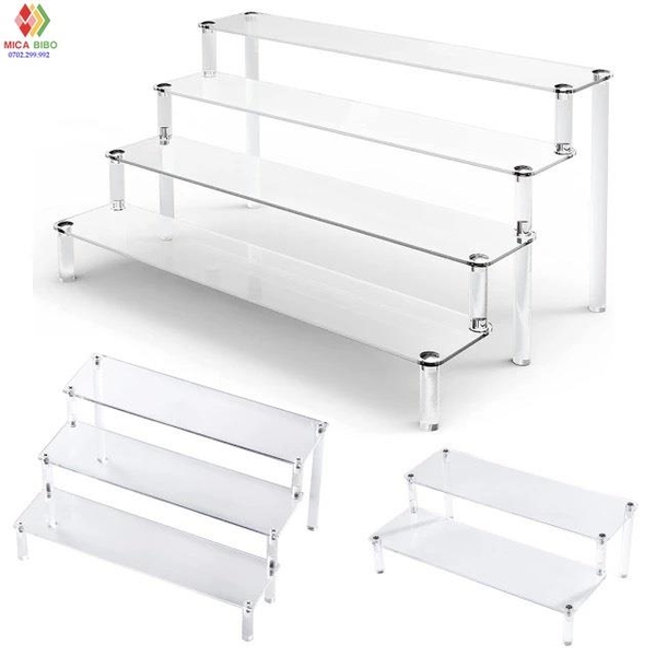 Kệ mica trưng bày nhiều tầng 40x8x5cm mỗi tầng - nhiều kích thước - nhiều màu