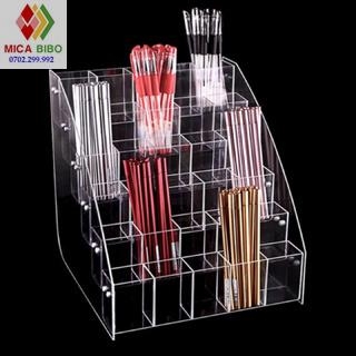 Kệ mica trưng bày bút viết, văn phòng phẩm, nhiều kích thước, thiết kế theo yêu cầu