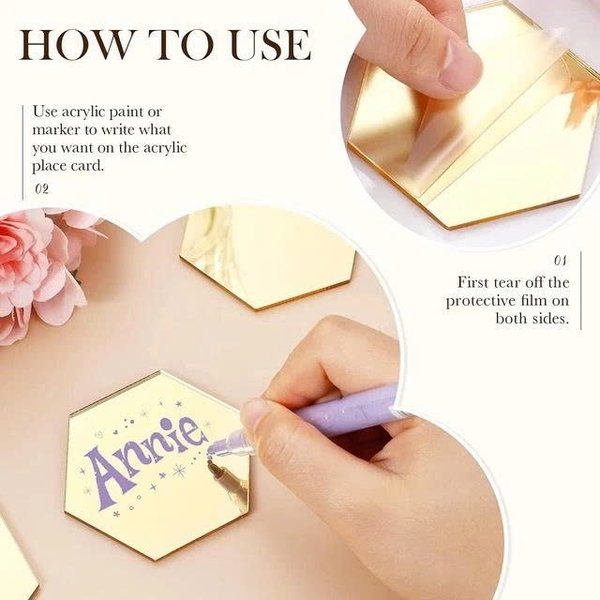 Tấm Mica gương hình lục giác 10x10cm - dày 3mm - nhiều màu sắc -Thiết kế theo yêu cầu