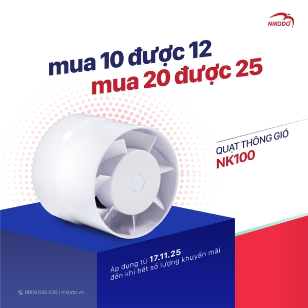 QUẠT THÔNG GIÓ NHÀ YẾN NIKODO NK100
