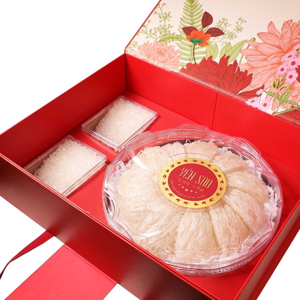 HỘP QUÀ HOA MẪU ĐƠN ĐỎ - QUAI DA