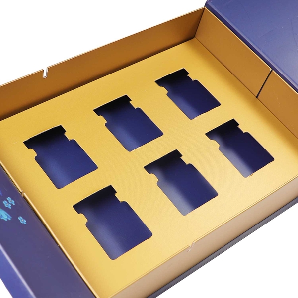 HỘP QUÀ HỌA TIẾT HOA LƯU LY - KHAY 6 HŨ YẾN