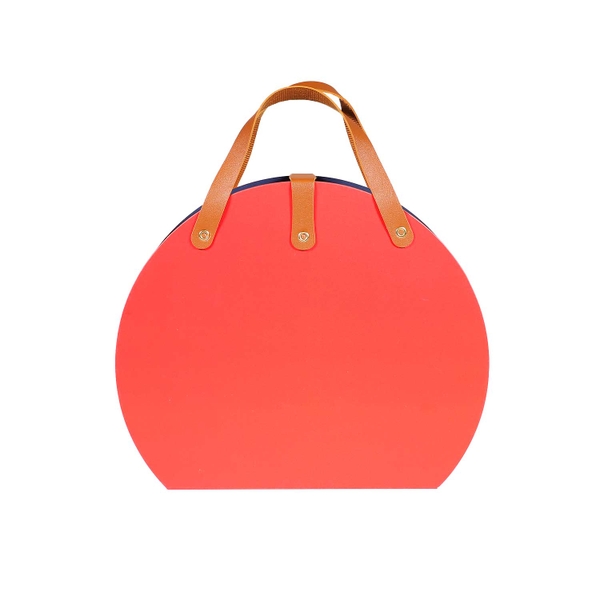 HỘP QUÀ/HỘP YẾN LƯỠNG LONG TRANH CHÂU - QUAI DA (Khay tròn/ Không túi)