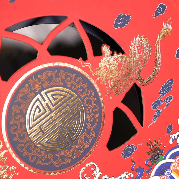 HỘP QUÀ/HỘP YẾN LƯỠNG LONG TRANH CHÂU - QUAI DA (Khay tròn/ Không túi)