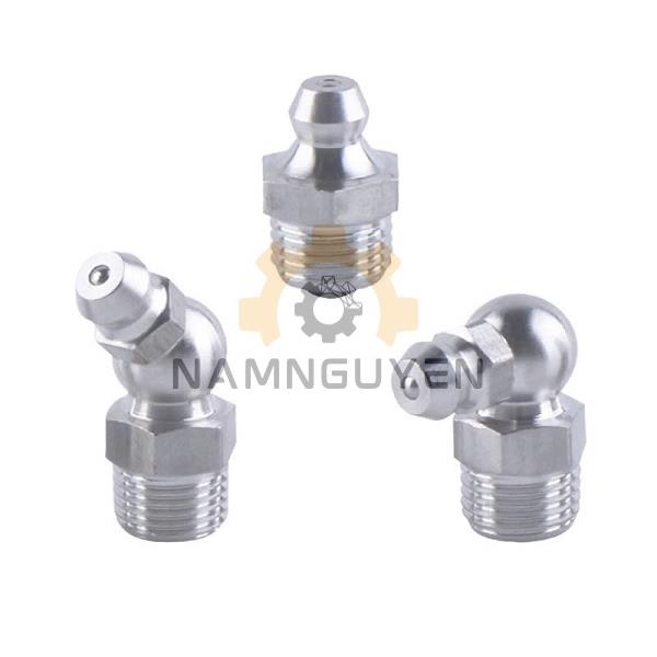 Đầu bơm mỡ inox ren BSP phụ kiện bôi trơn máy móc