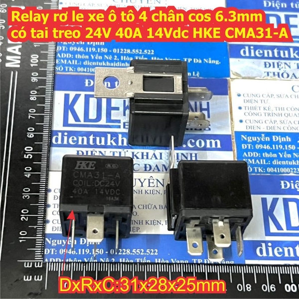 Relay rơ le xe ô tô 4 chân cos 6.3mm có tai treo 12V / 24V 40A 14Vdc ...