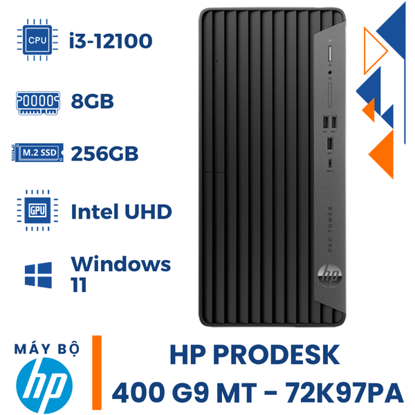 PC HP Prodesk 400 G9-72K97PA (i3-12100 | 8G | S-256G | Win 11 | Đen)