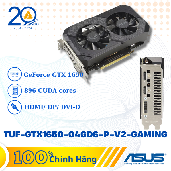 Card màn hình ASUS TUF Gaming GeForce GTX 1650 OC Edition 4GB 4GB GDDR6 (TUF-GTX1650-O4GD6-P-V2-GAMING)