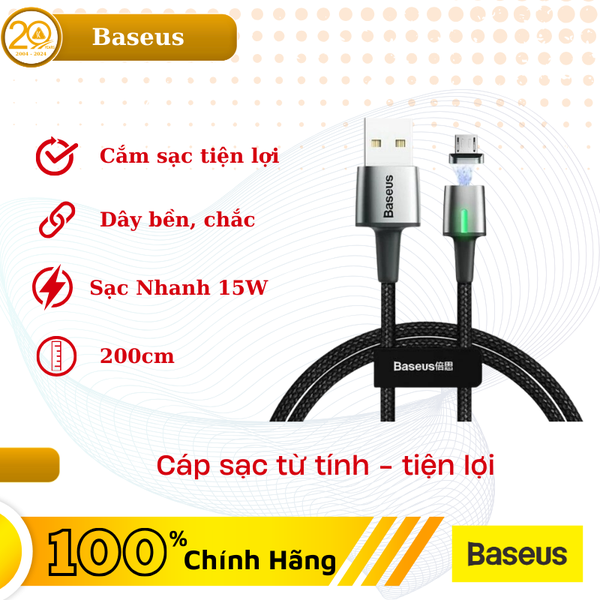 Cáp sạc từ Baseus Zinc Magnetic Micro cho Smartphone/ Tablet Cable (2A , Charging Cable)