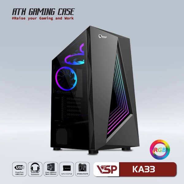 Thùng Máy Vi Tính VSP GAMING KA33 - Black