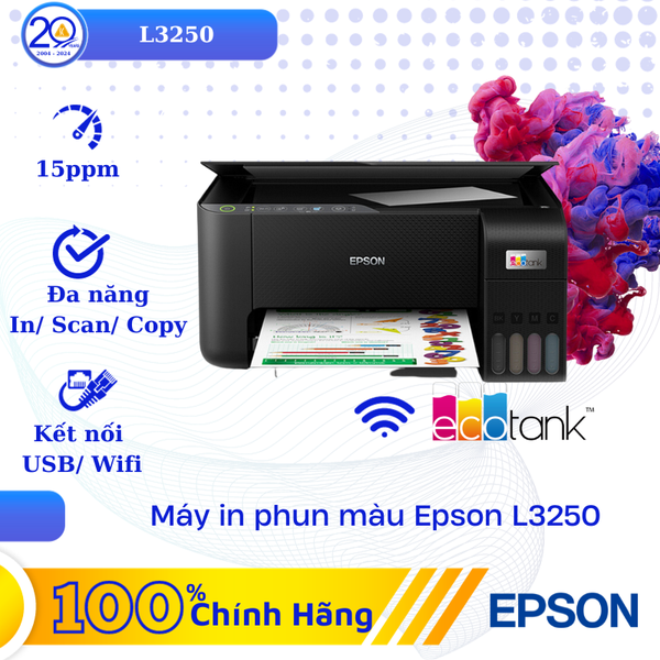 Máy in phun màu liên tục Epson L3250 (Print/ Copy/ Scan, Wifi, 4 Màu, A4)