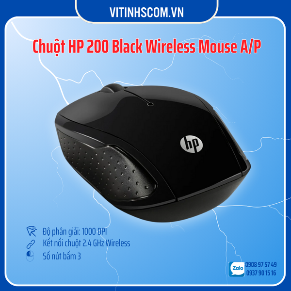 Chuột HP 200 Black Wireless Mouse