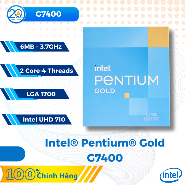 CPU Intel Pentium Gold G7400 (6MB | 2 nhân 4 luồng | Upto 3.7GHz | LGA 1700)