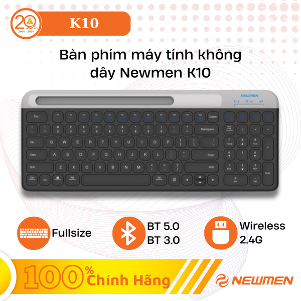 Bàn Phím Không Dây Newmen K10 (Black)