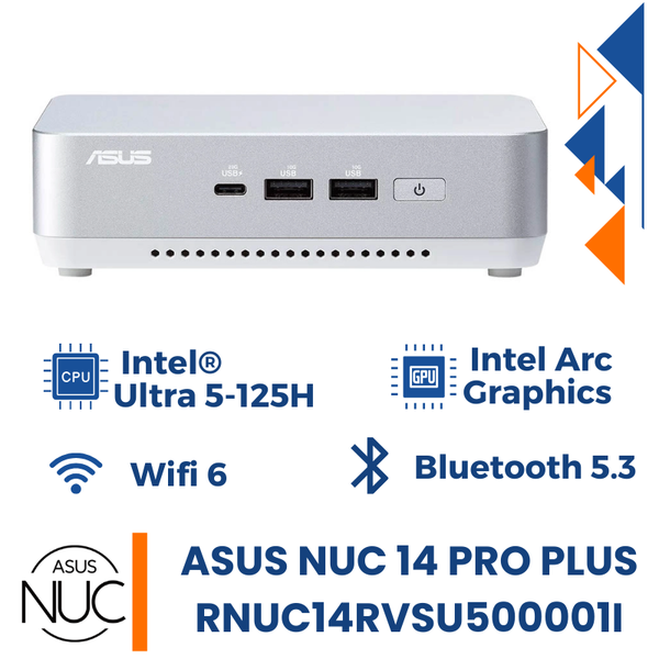 Máy Bộ Asus Mini PC NUC 14 Pro Plus RNUC14RVSU500001I (Intel Ultra 5-125H | Intel Arc Graphics | Wifi 6 | BT 5.3 | Trắng)