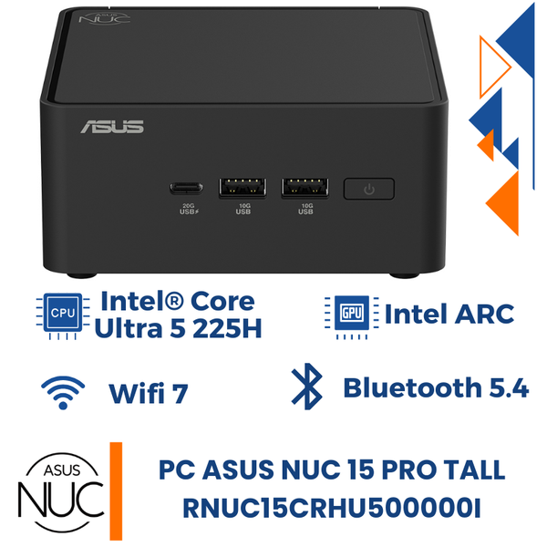 Máy Bộ Asus Mini NUC 15 PRO Tall RNUC15CRHU500000I (Intel Core Ultra 5 225H | Intel ARC | Wifi 7 | Bluetooth 5.4 | Đen)